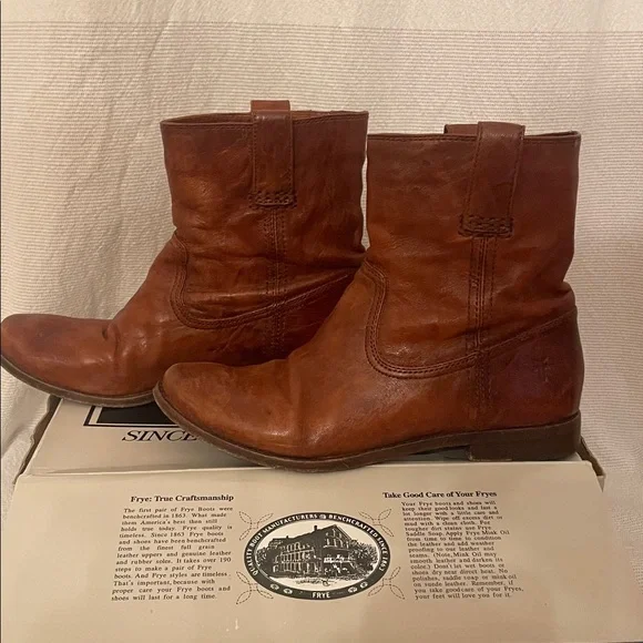 Frye Cognac Leather Anna shortie - Picture 2 of 6